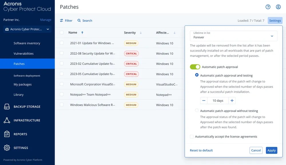 Console Acronis RMM 1