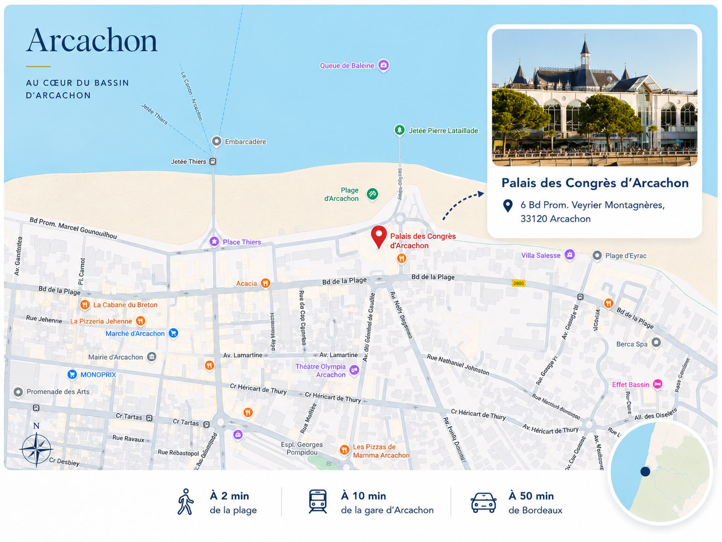Palais des Congrès d’Arcachon — lieu du Wat’Day 2026 au bord du Bassin d’Arcachon